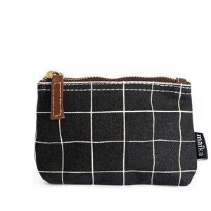(2) Maika Black and White Grid Pouch